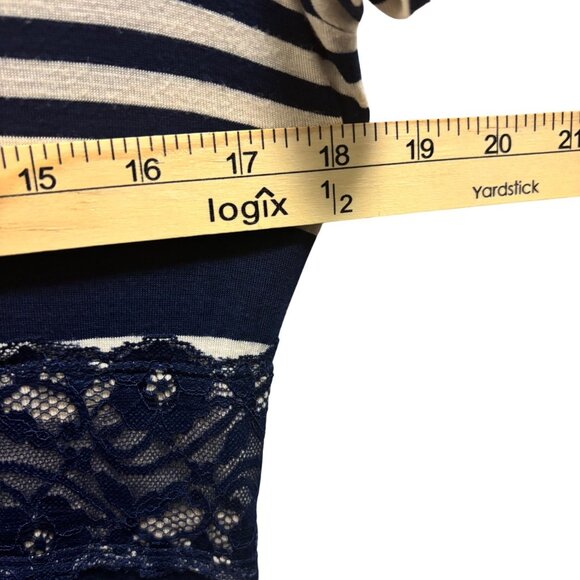 Nurture Striped Maxi Dress With Lace Insets Size L Short Sleeve Scoop Neck - Picture 4 of 6